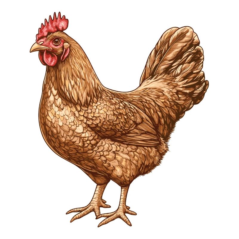 Chicken Illustration in Warm Feather Pattern
