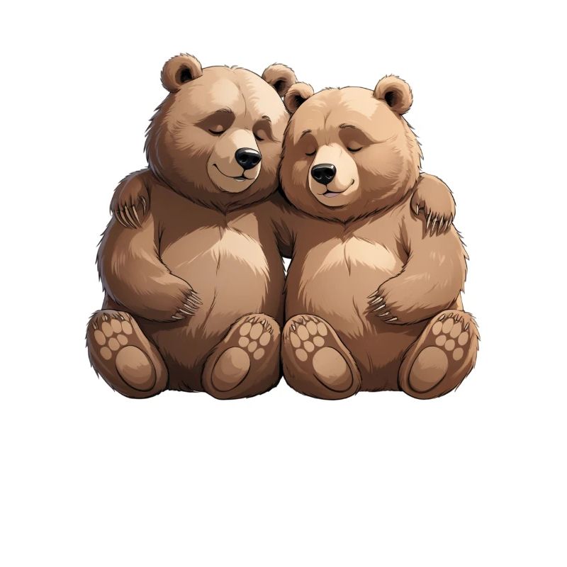 Two cuddly bears hug