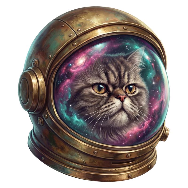 Astronaute chat dans un casque spatial