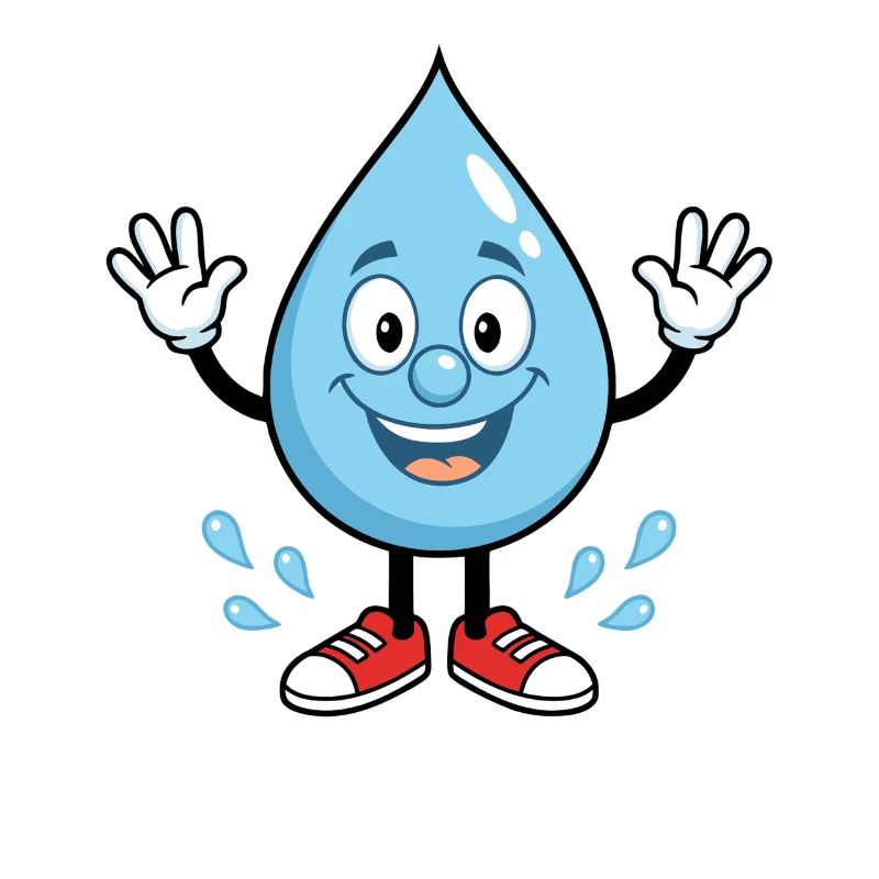 Fröhlicher Wassertropfen mit Sneakers