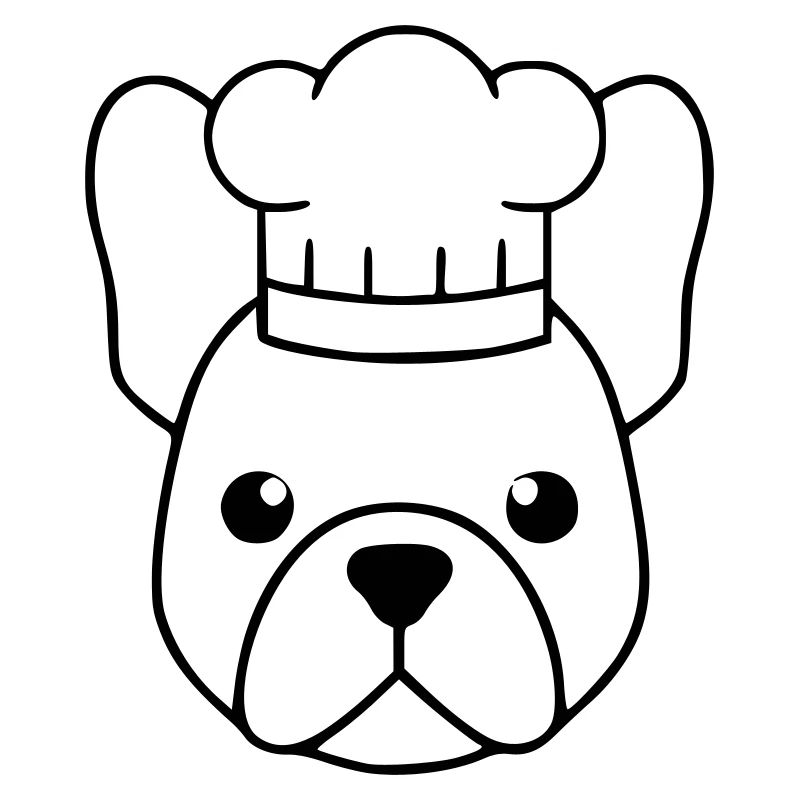 Frenchie Chef's Hat Head Outline
