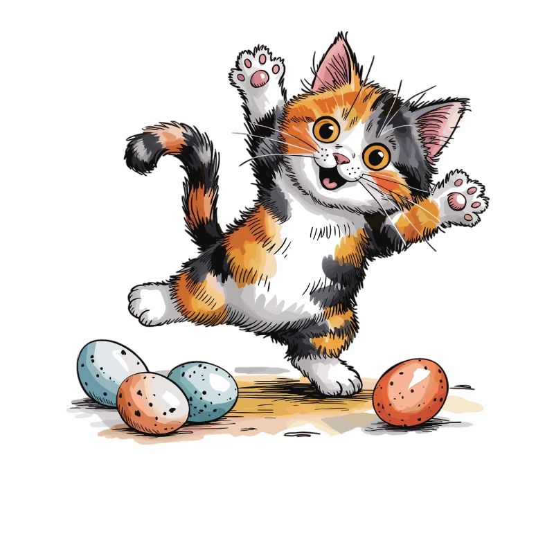 Cats Easter T-Shirt – Cat with Easter Eggs