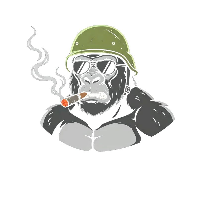 Gorilla Commando mit Zigarre