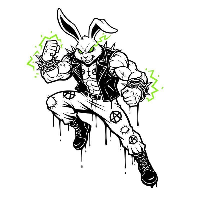 Heavy Metal Easter Bunny Rocker Easter Hardcore Bunny