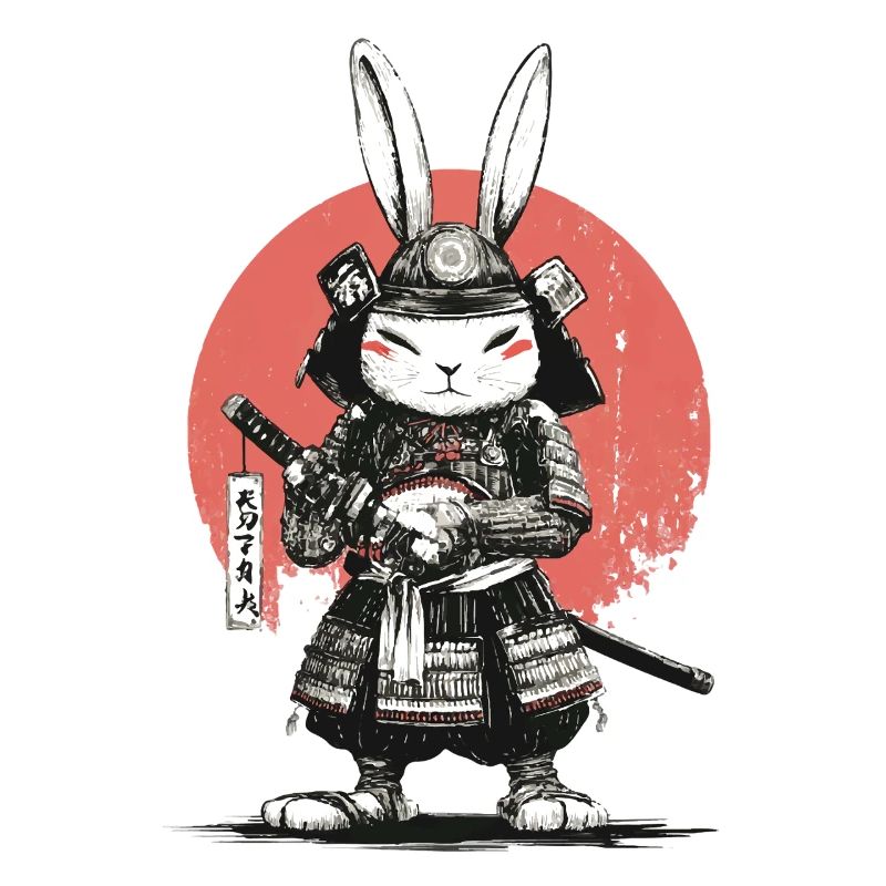 Samurai Rabbit in Armor with Katana