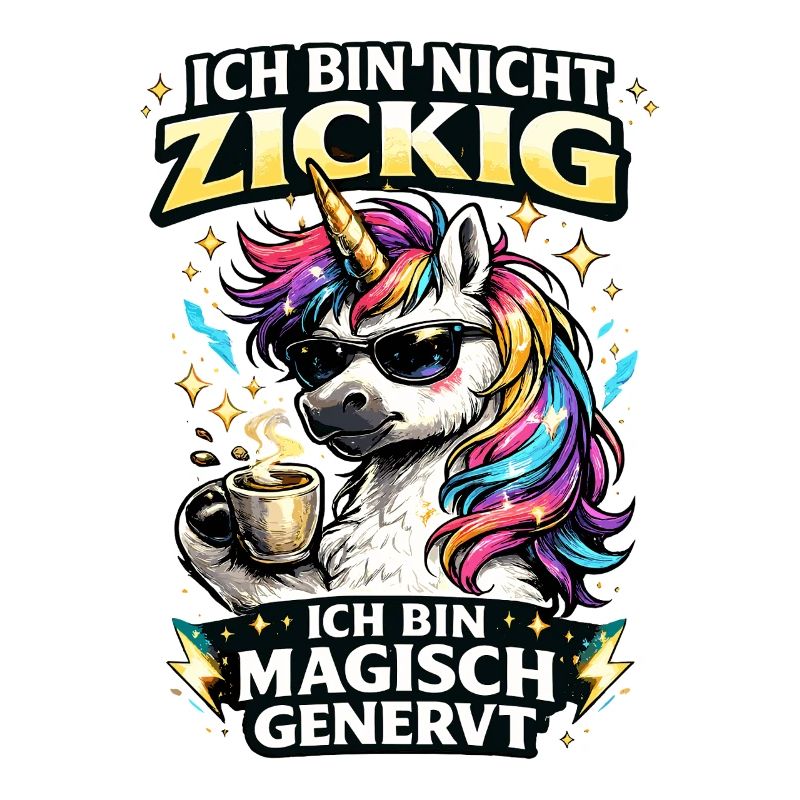 magisch genervtes Einhorn mit Kaffee Sarkasmus