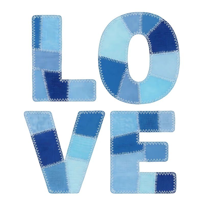 Patchwork Liebe Blau