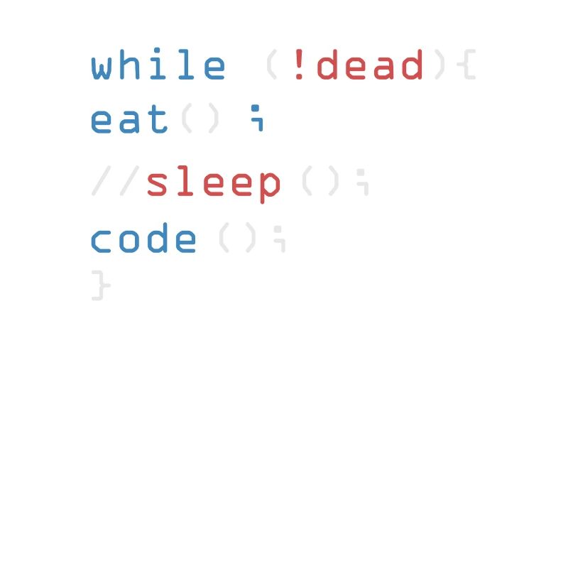 While Not Dead Eat Sleep Code programmeur pirate informatique