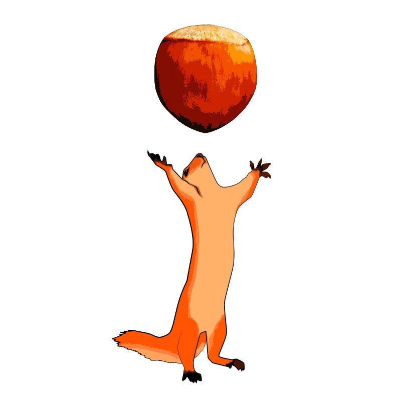 Squirrel juggles with hazelnut present