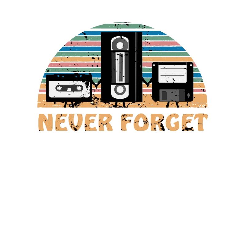 Never Forget Retro Diskette Videokassette Geschenk