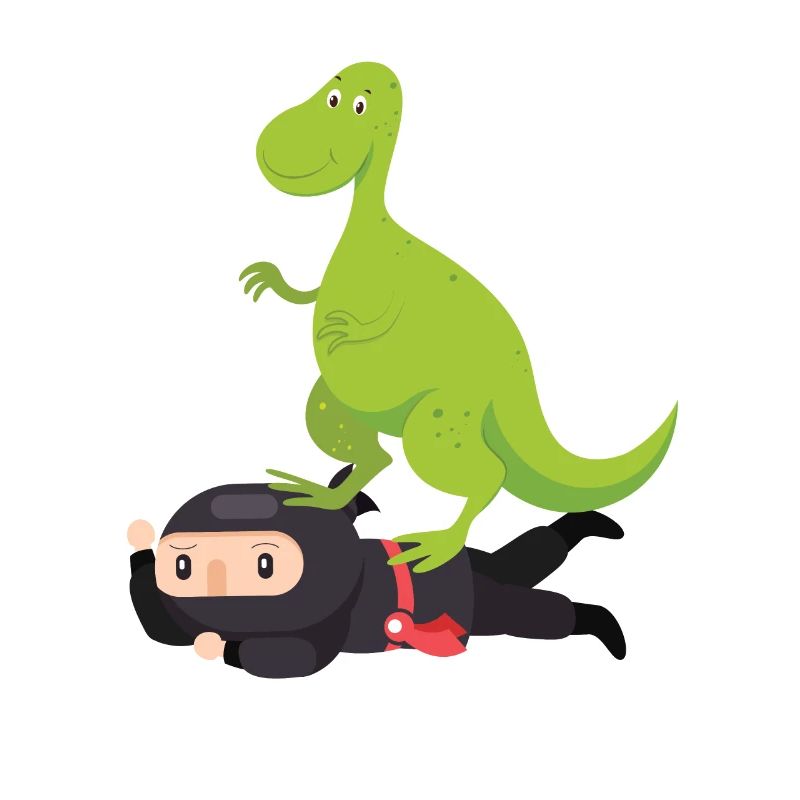 Ninja samurai with dinosaur