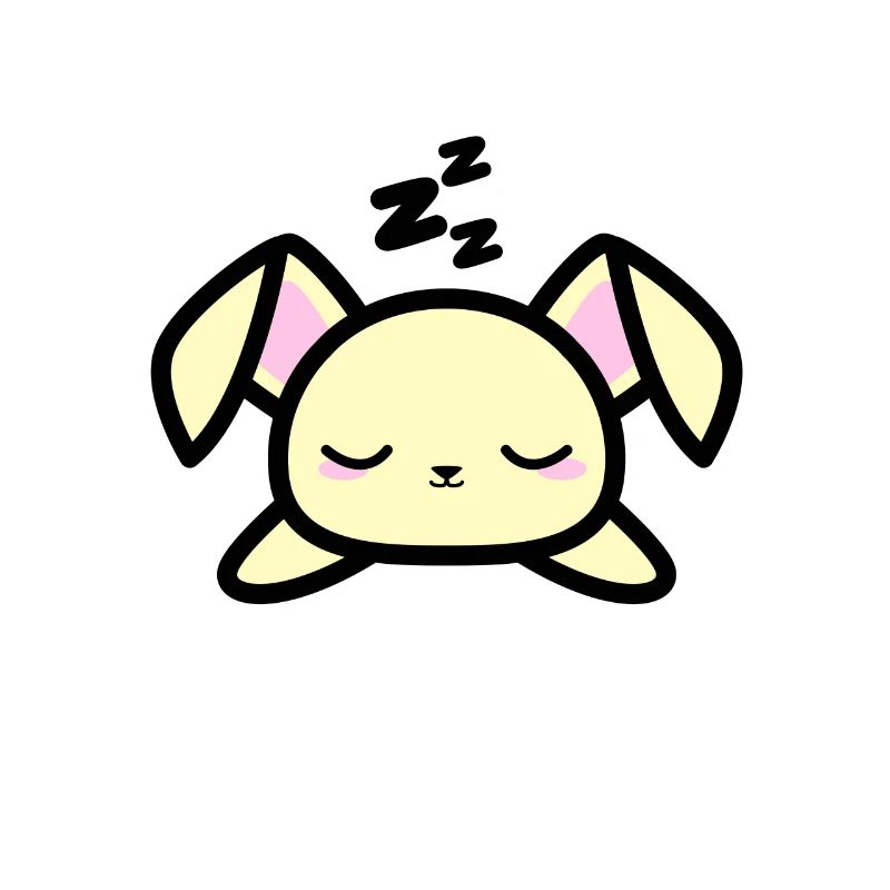 Cute Sleeping Bunny Design Kawaii Style Drawing