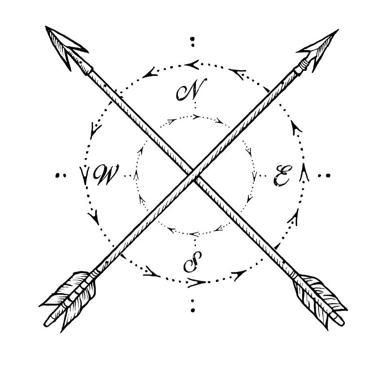 Compass arrows sky direction geometry white