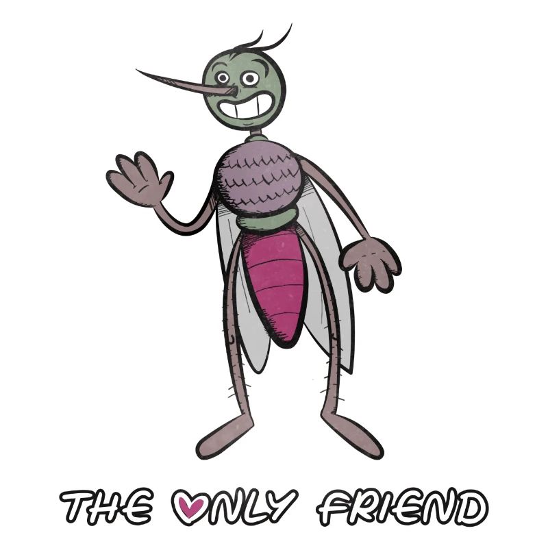 Der einzige Freund der Mücke. Lustige Comic-Fliege.