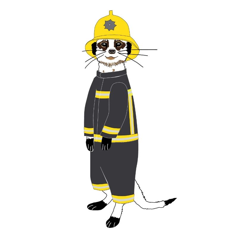 Lustiger Erdmännchen-Feuerwehrmann