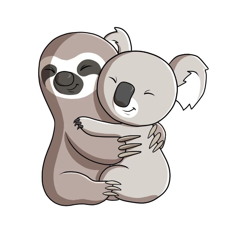 Sloth and Koala Hug