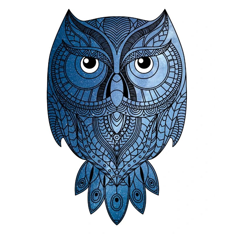 Blaue Eule mit Universum