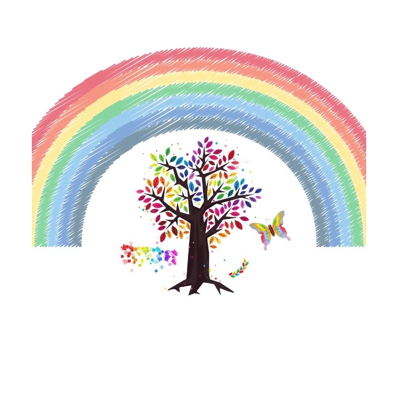 Love Rainbow Rain tree sticker