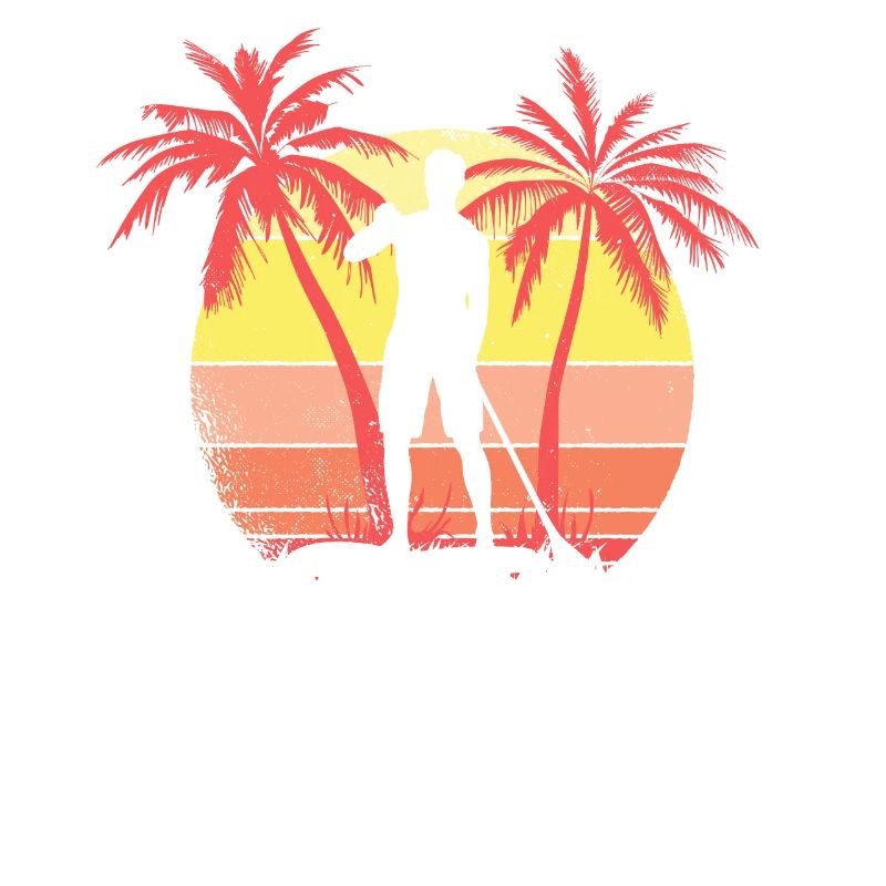 Paddle Board Guy Summer Sunset 80s Palm