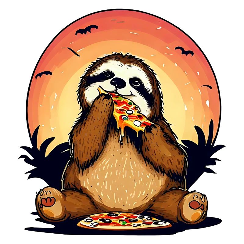 Pizza sloth in the sunset
