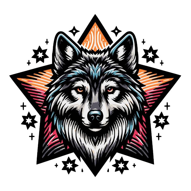 farbenfrohes Wolfsportrait