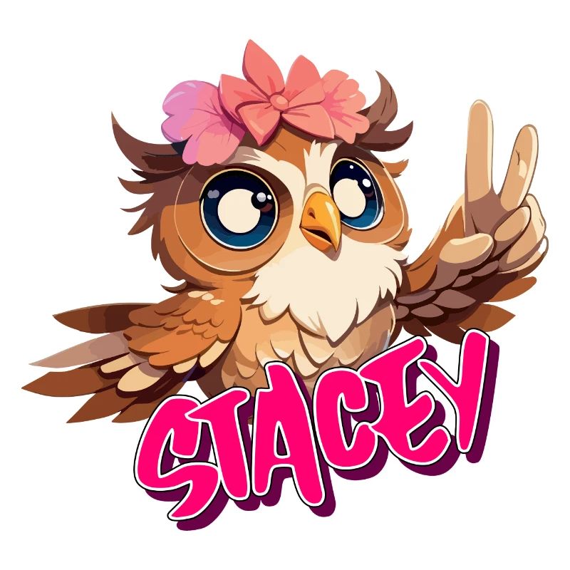 STACEY - Schöner Mädchen Name mit süßer EULE