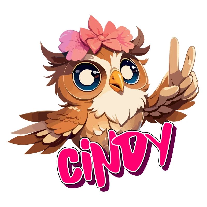CINDY - Schöner Mädchen Name mit süßer EULE