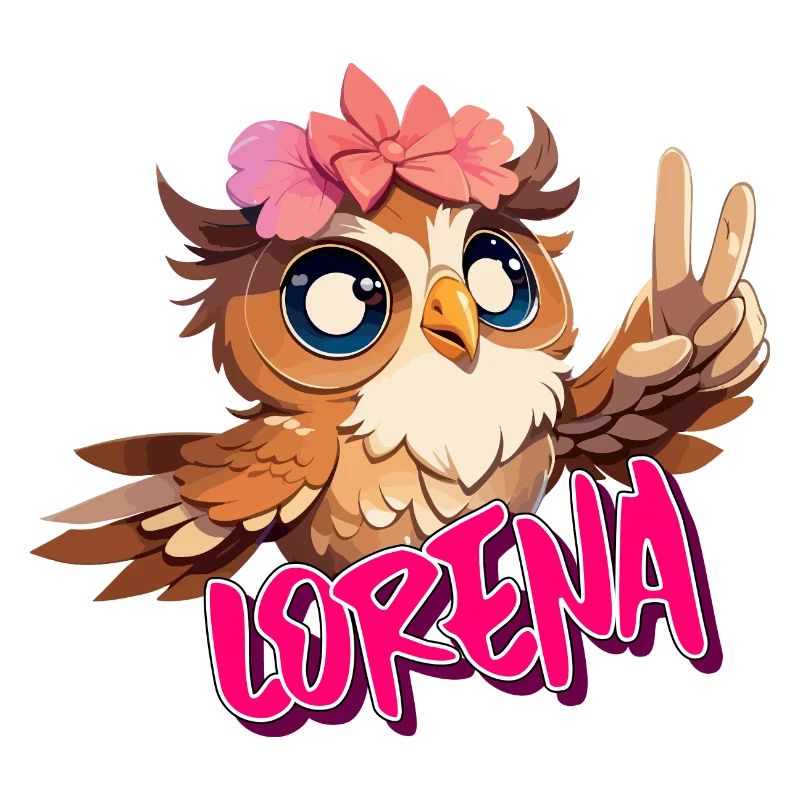 LORENA - Schöner Mädchen Name mit süßer EULE