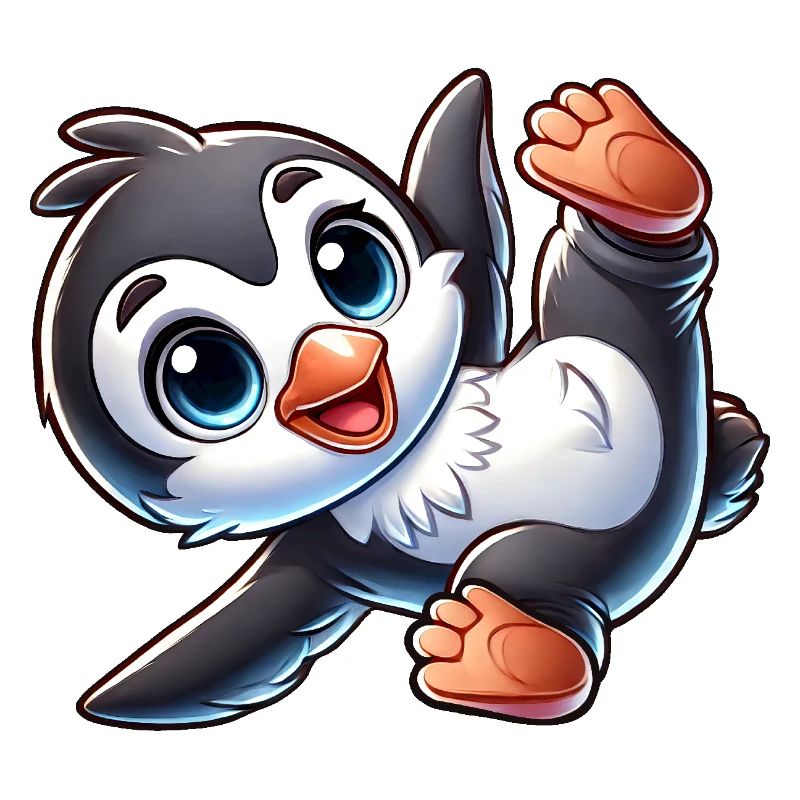 Mignon pingouin équilibre sur les mains Breakdance