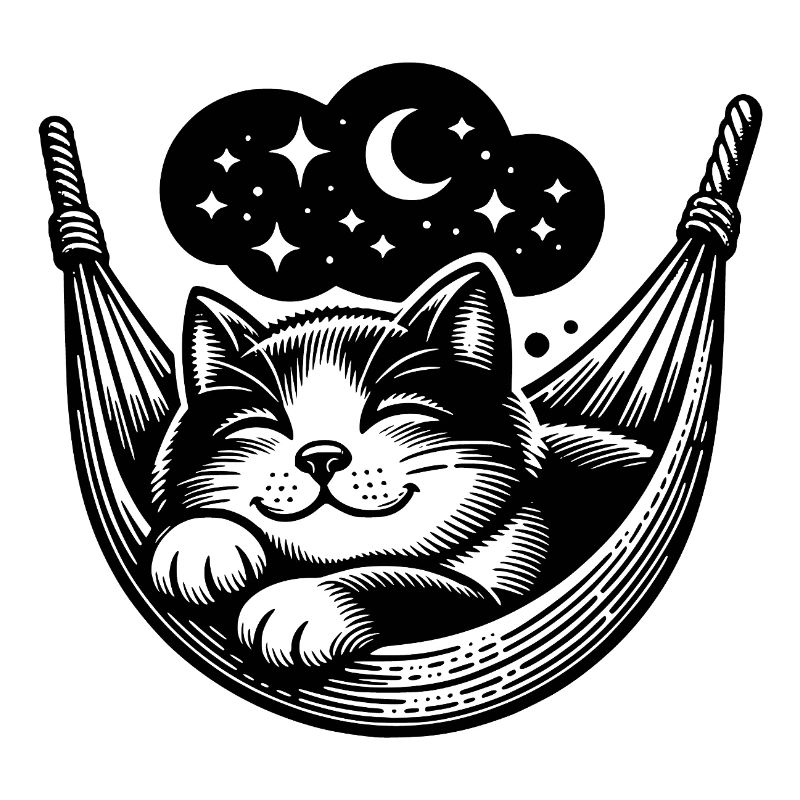 Little sleeping cat in hammock