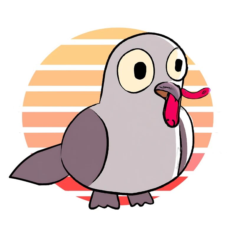 Pigeon eats a worm