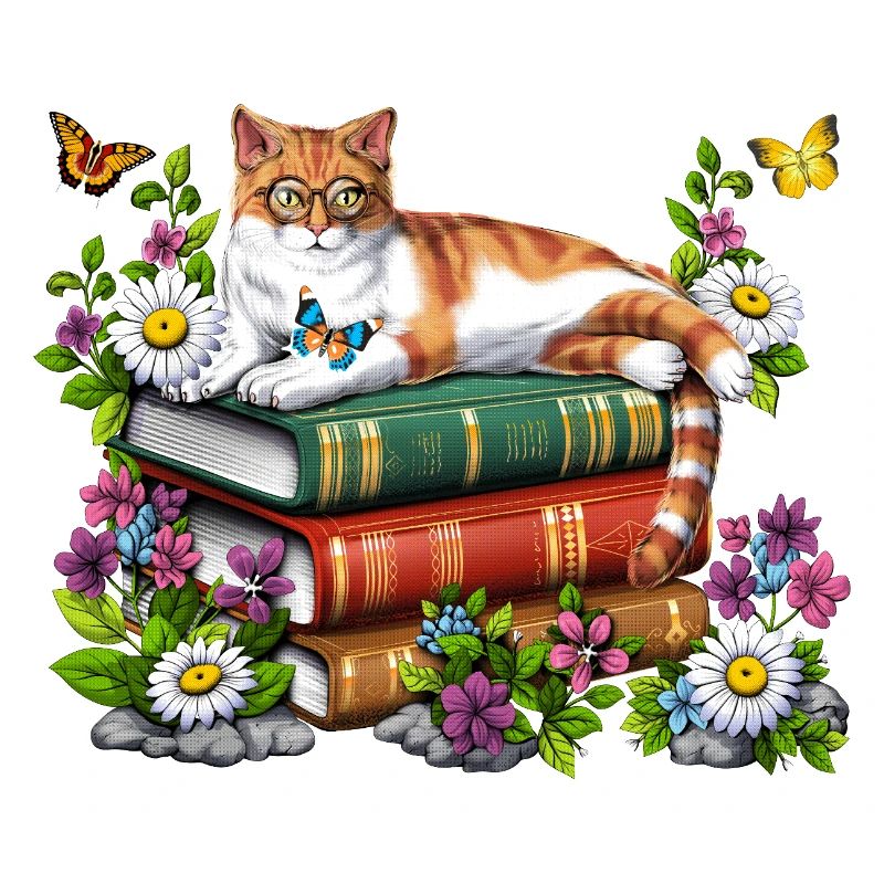 Cat Reading Books