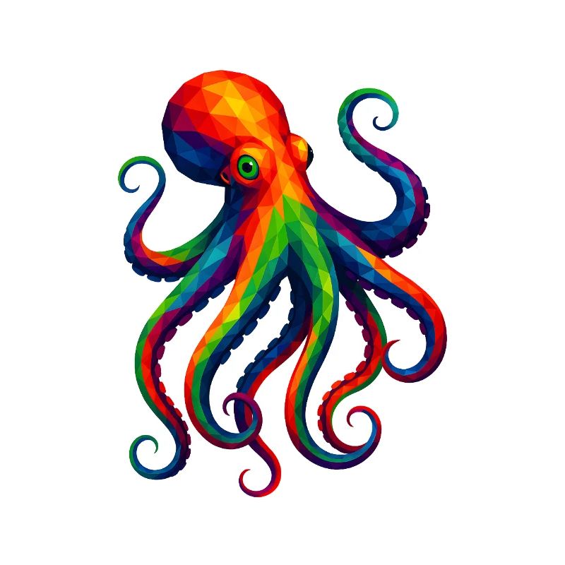 WPAP Style Polygon Animals - Octopus Octopus