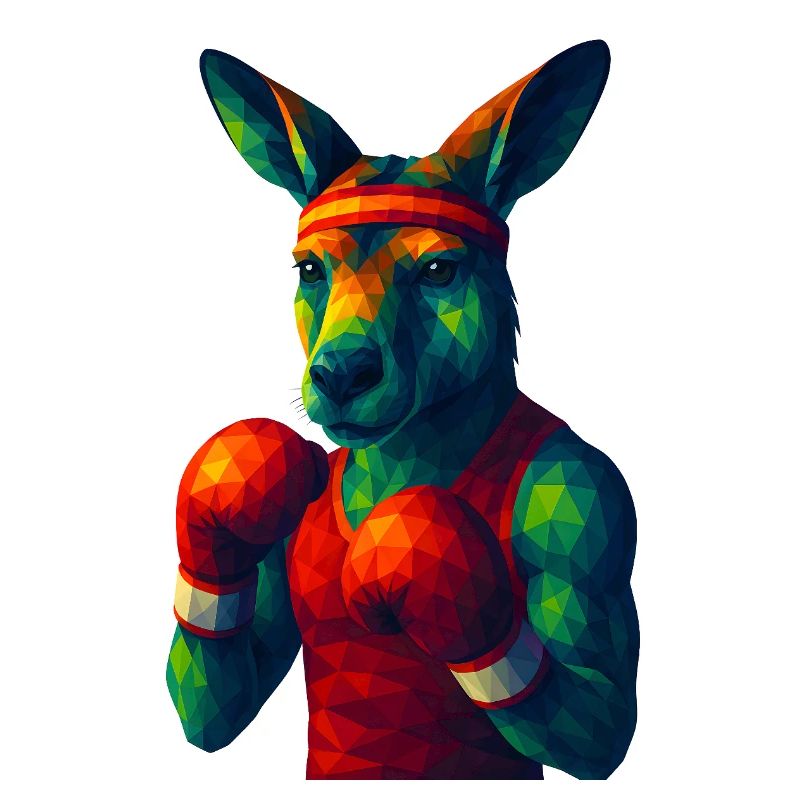 WPAP Style Animals - Kangaroo Boxer in Pose