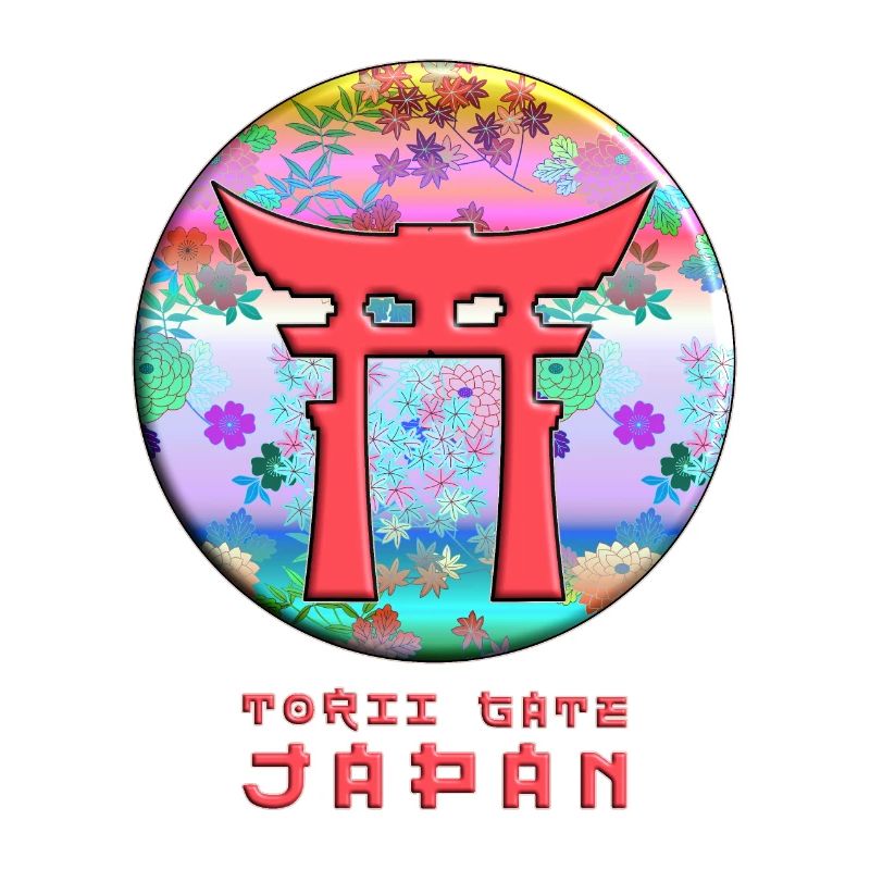 Torii Gate Shinto Japan Asian Floral Pattern