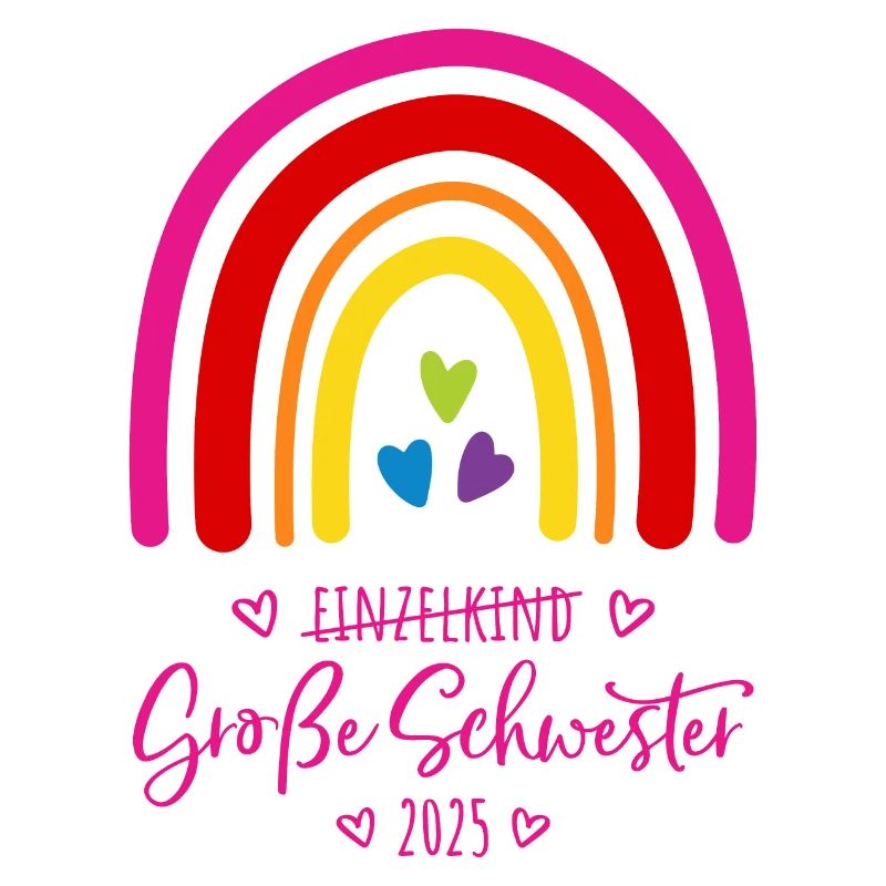 Boho Regenbogen Einzelkind Große Schwester 2025