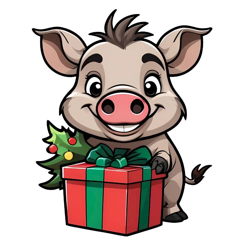 Mignon phacochère célébrant Noël.