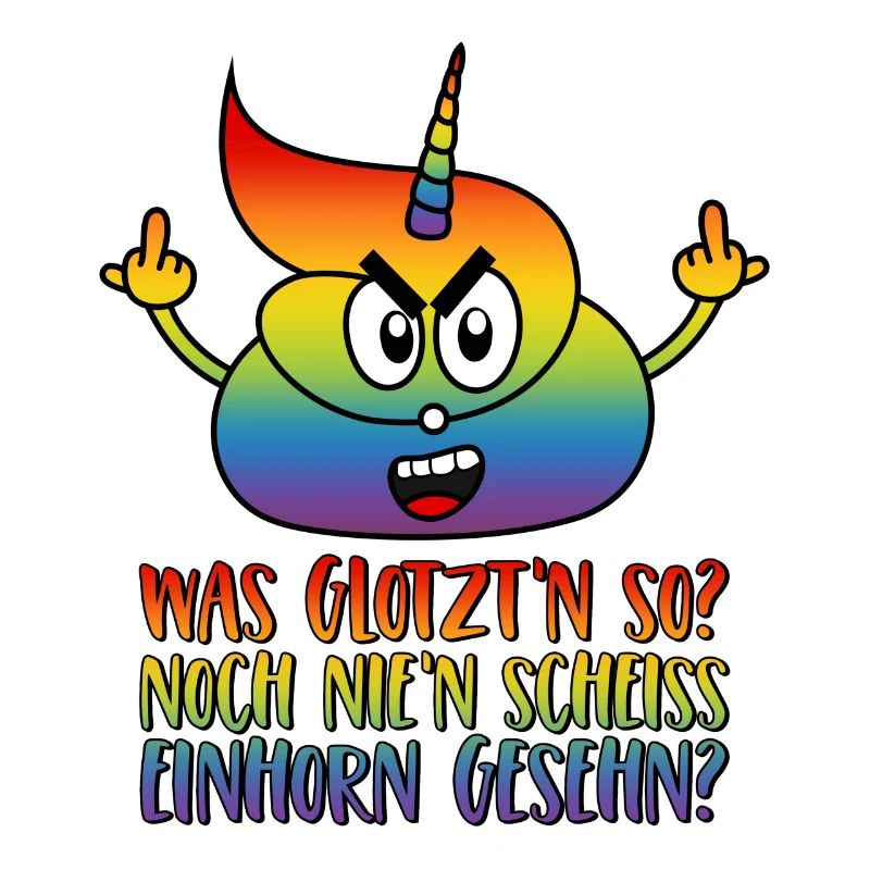 Scheiss Einhorn Spruch Stinkefinger Regenbogen