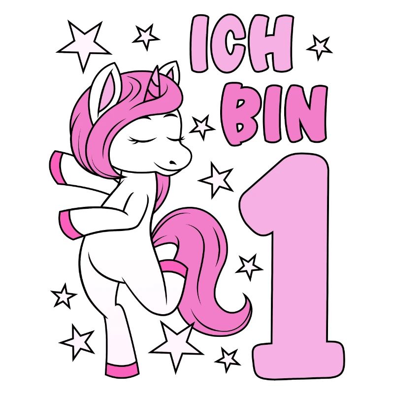 1. Geburtstag Mädchen süßes rosa Einhorn Ich bin 1