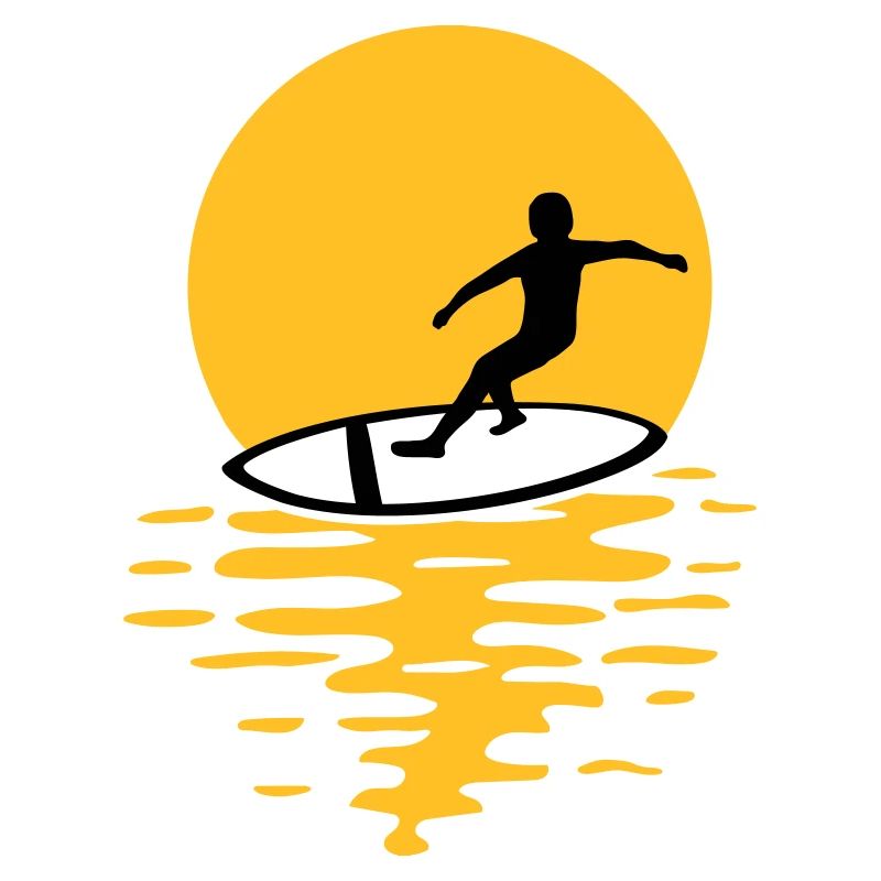 Surfeurs du soleil du soir