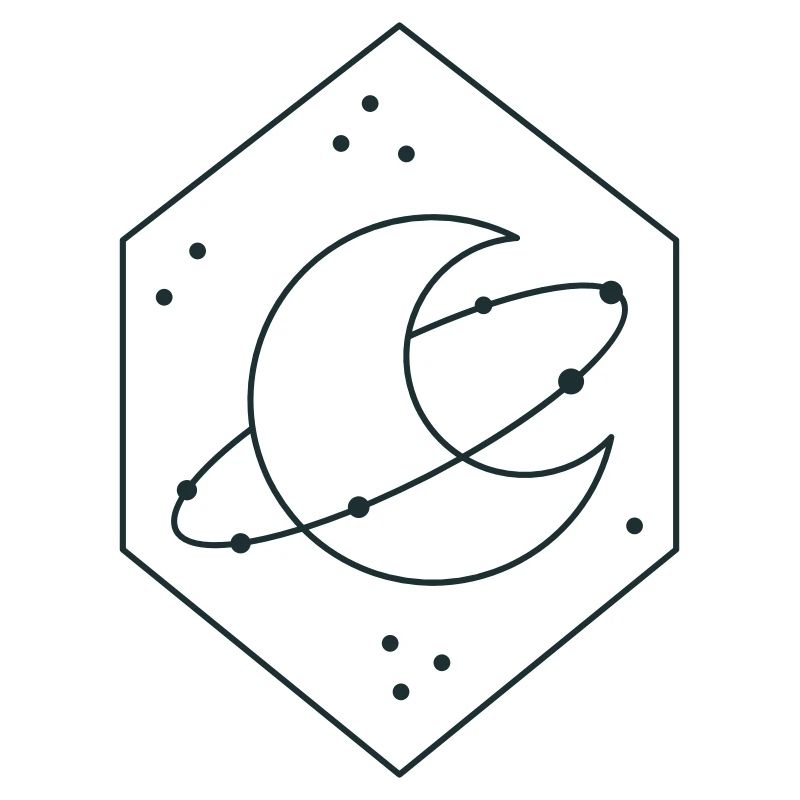 Diamond crescent moon with orbit