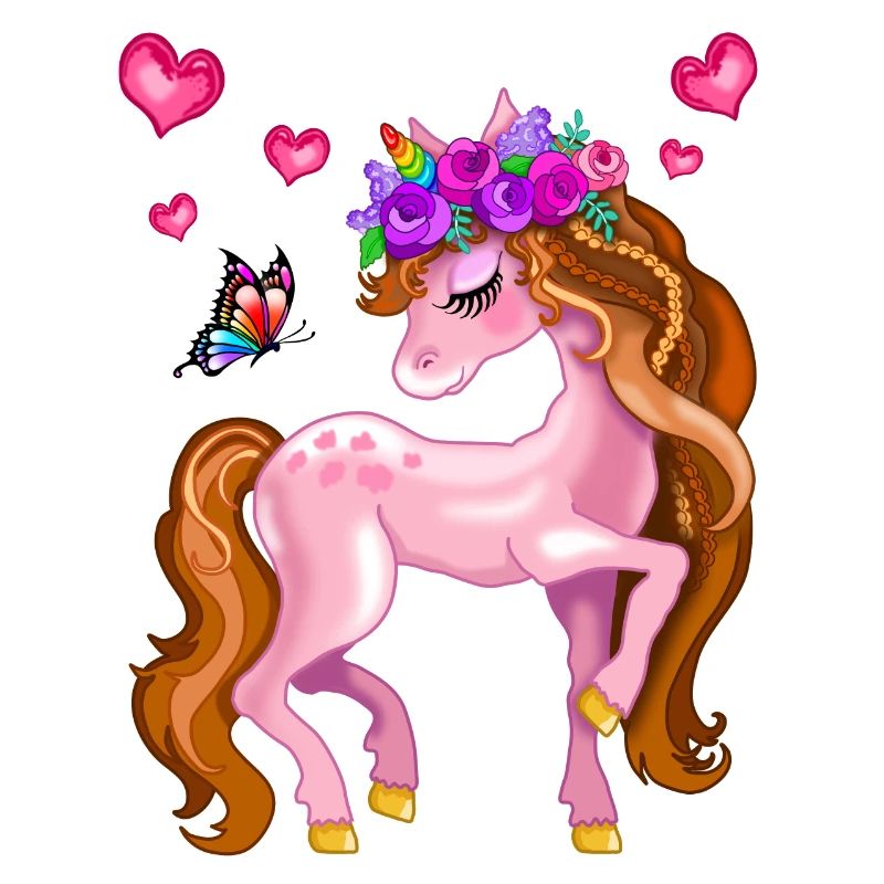süßes Einhorn mit Schmetterling