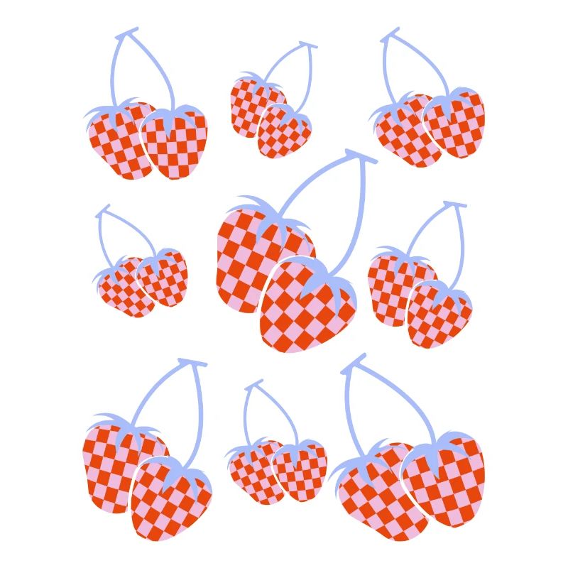Danish Pastel Aesthetics Strawberry Pattern