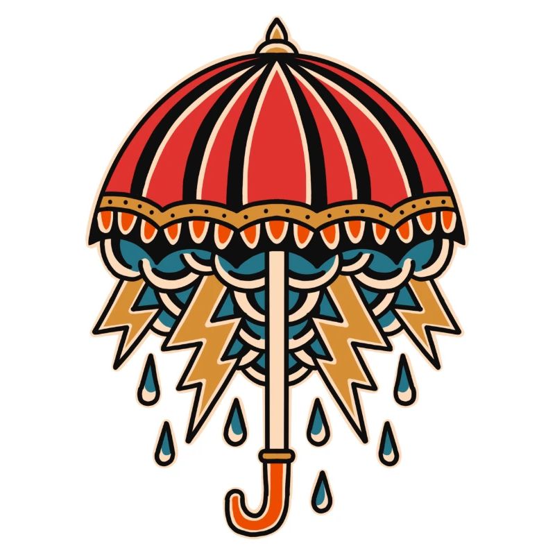 Parapluie de conception de tatouage old school