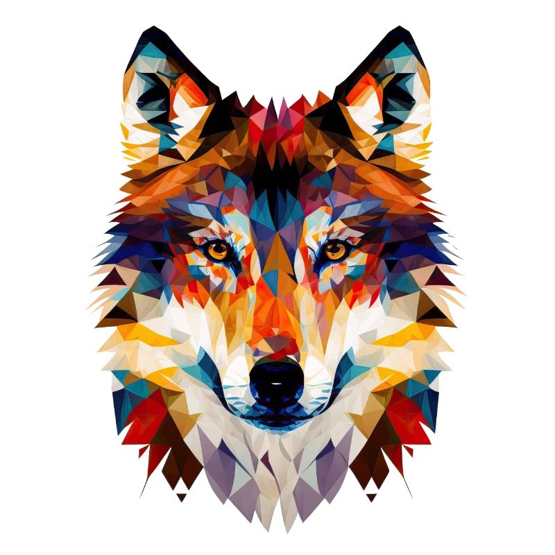 Wolf Face Geometric Abstract Colorful