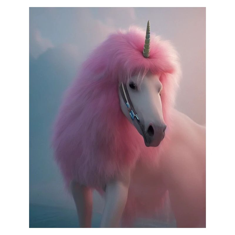 Comic Cartoon Zeichnung eines queeren Einhorns mit Rosa