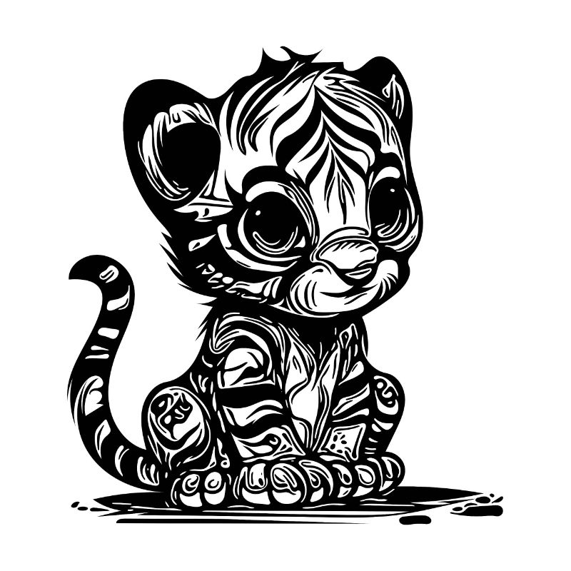 Small tiger with cute striped pattern