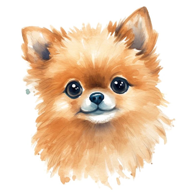 Dessin à l’aquarelle miniature de Spitz