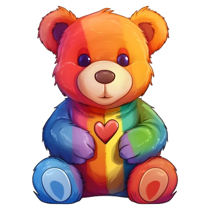 Rainbow Heart Bear Plush