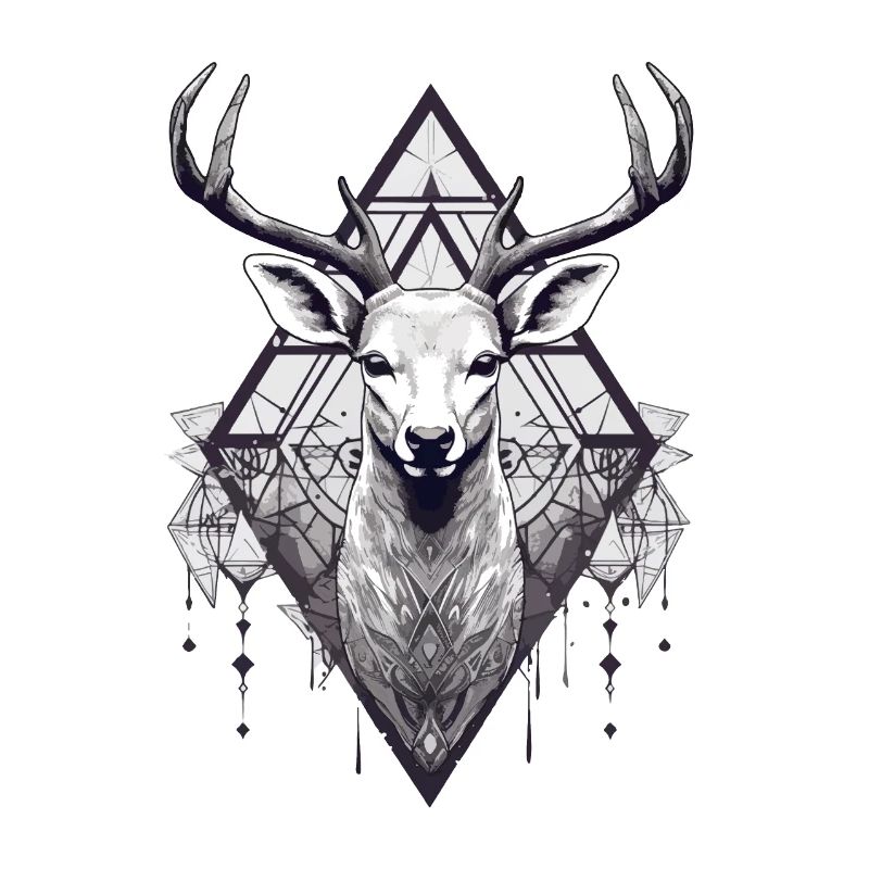 black and white deer boho style
